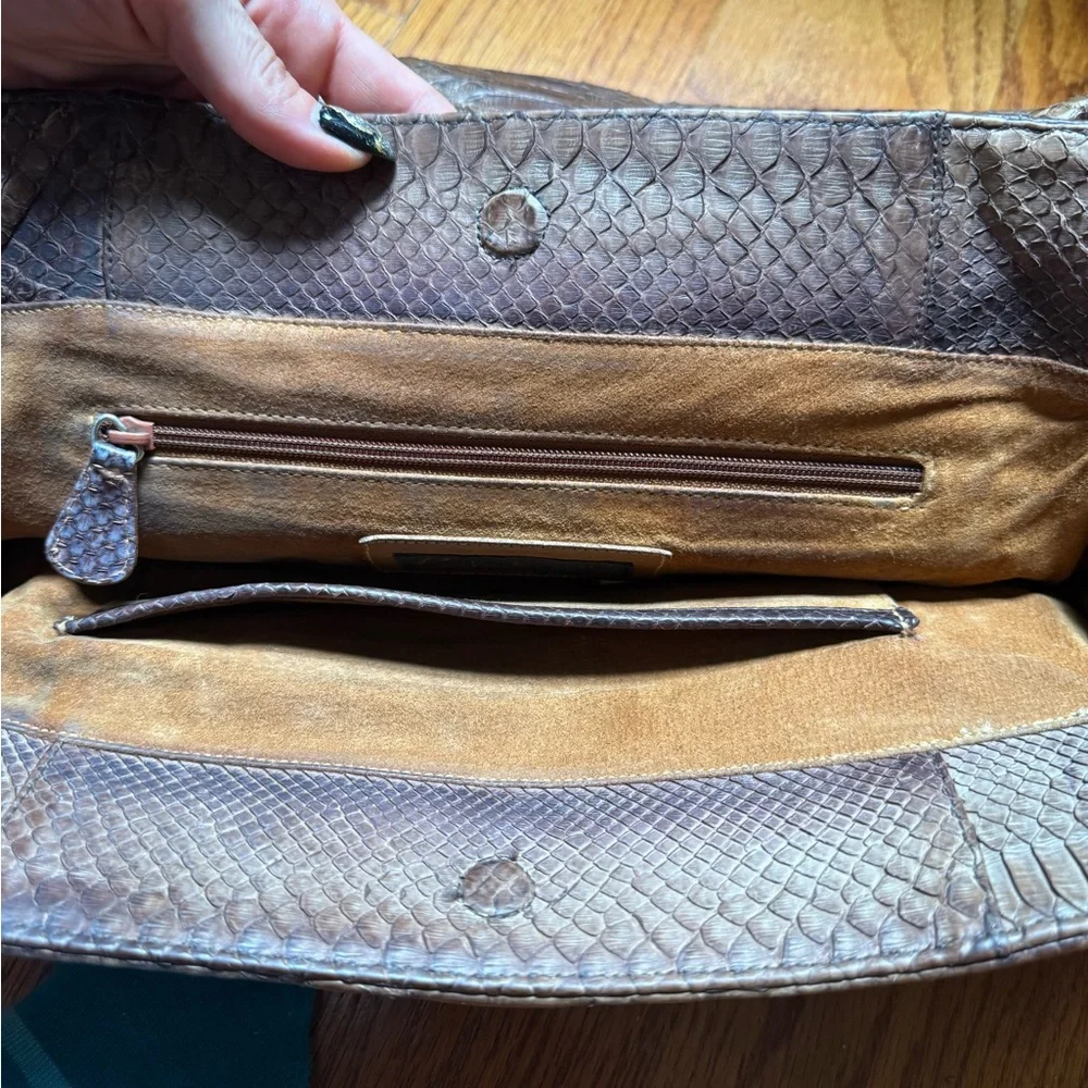 Carlos Falchi Brown Large Python Skin Clutch
